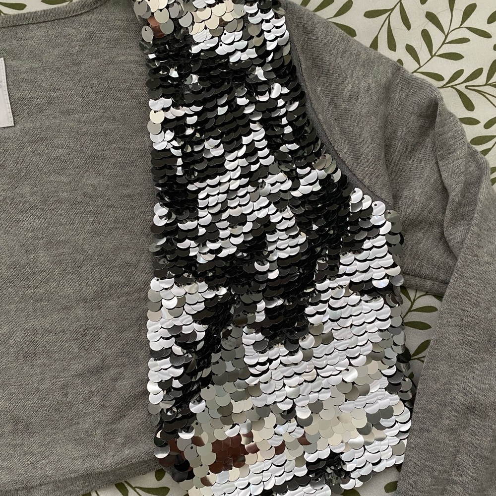 Grey sequin 16/18 Justice cropped cardigan - Picture 3 of 4